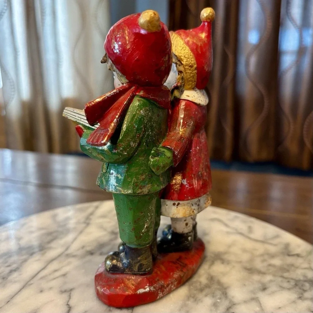 VTG‎ Christmas Caroling Figurine Children Singing Carols Lantern Charles Dickens